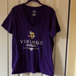 Majestic Purple Vikings Women's V-Neck Tee
